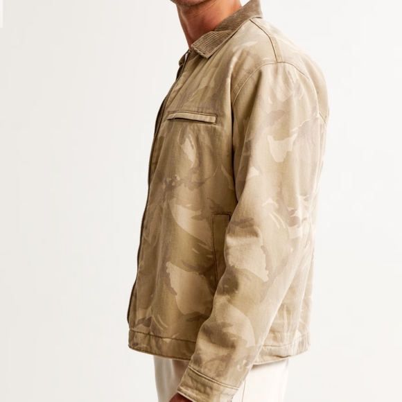 Abercrombie & Fitch Workwear Jacket XXL Men's Canvas Corduroy Trucker Tan Sand - Picture 10 of 10